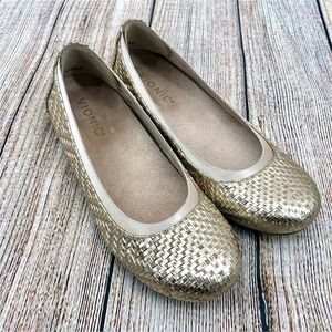 Vionic Gold Woven Flats